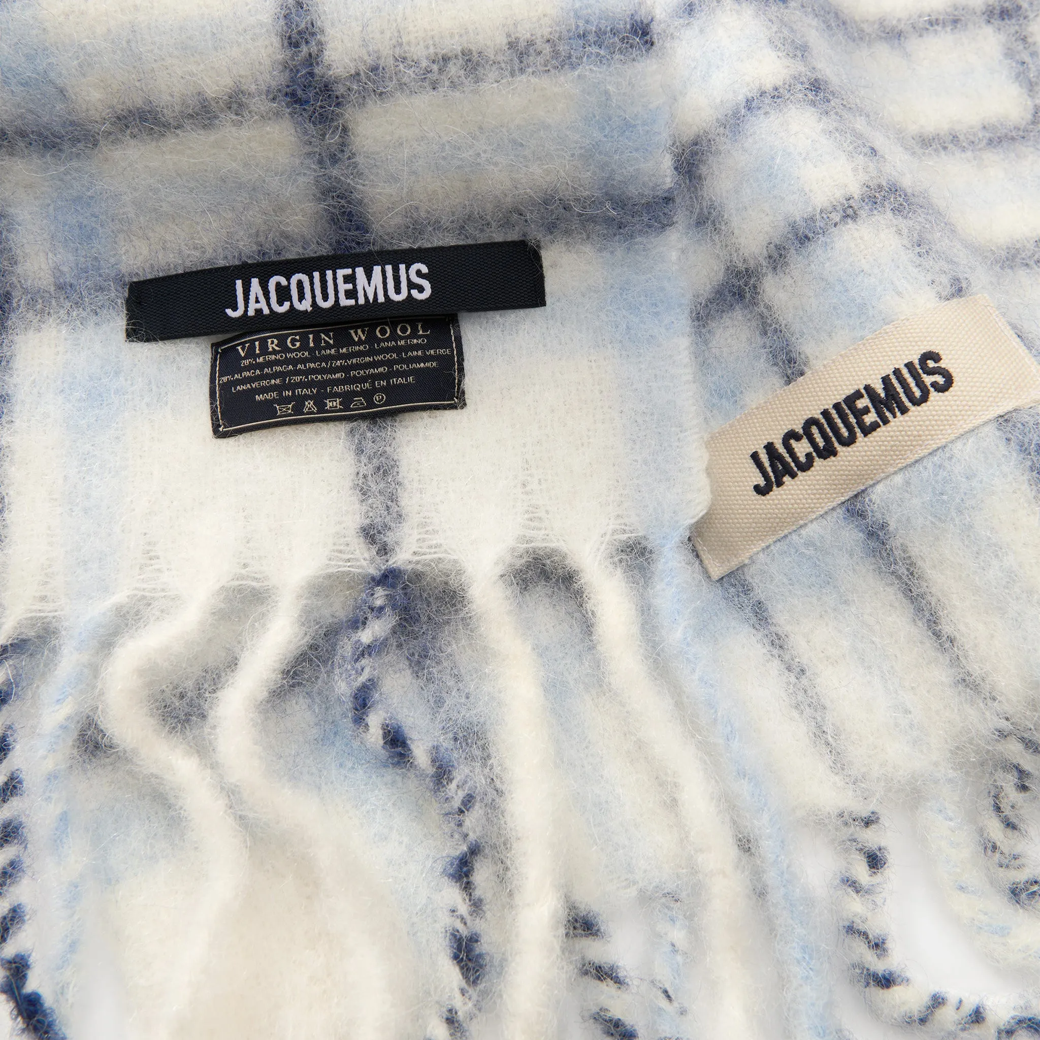 Jacquemus L'echarpe Carro Checked Blue Scarf