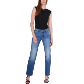 JEANS STRAIGHT IN TELA DENIM STRETCH, BLU