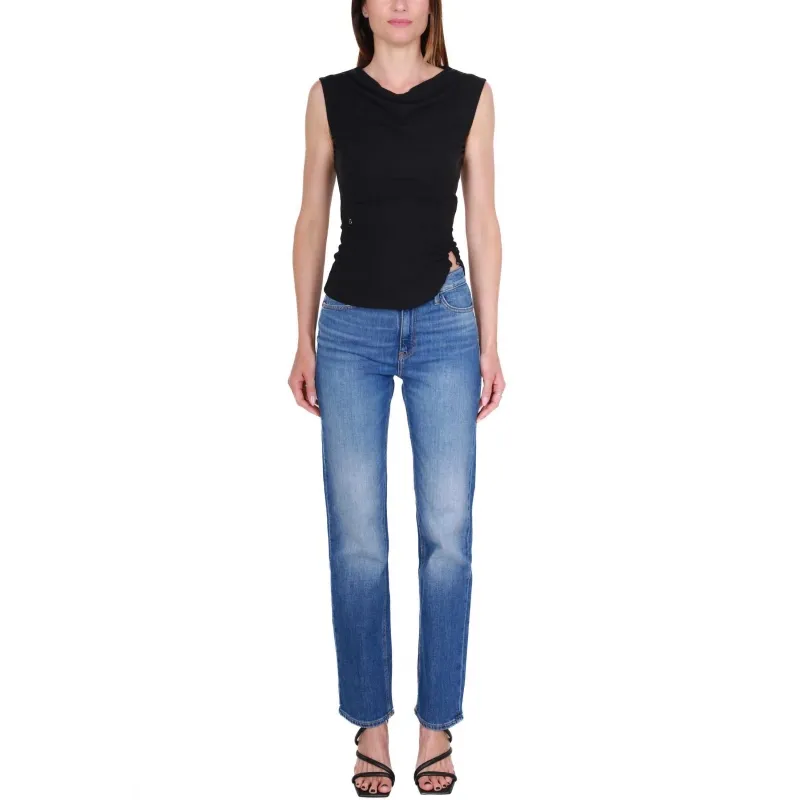 JEANS STRAIGHT IN TELA DENIM STRETCH, BLU