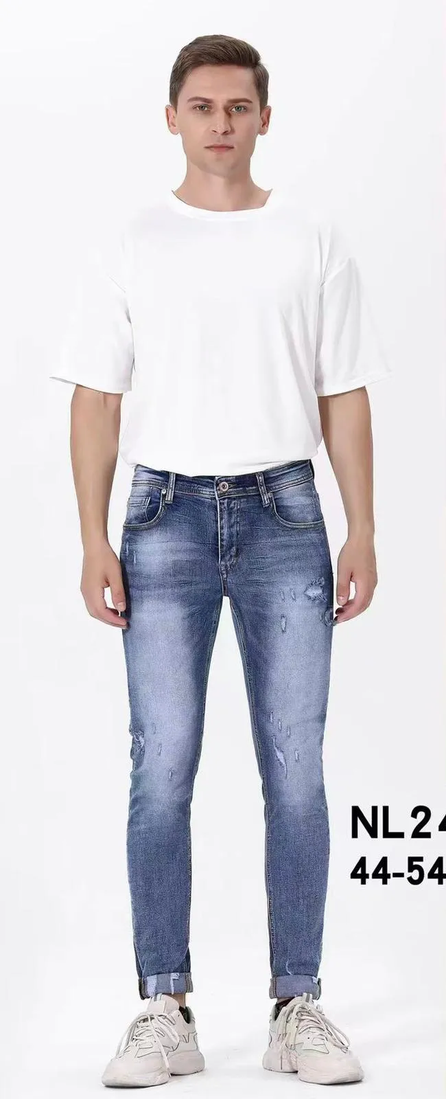 JEANS UOMO SFUMATI CON PICCOLI STRAPPI