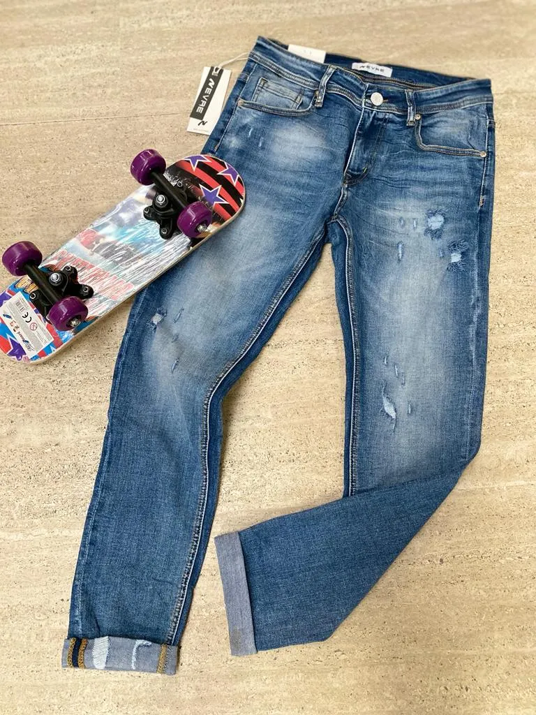 JEANS UOMO SFUMATI CON PICCOLI STRAPPI