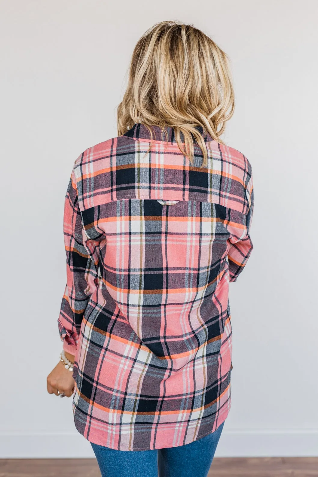 Lovely Seeing You Button Down Flannel- Pink