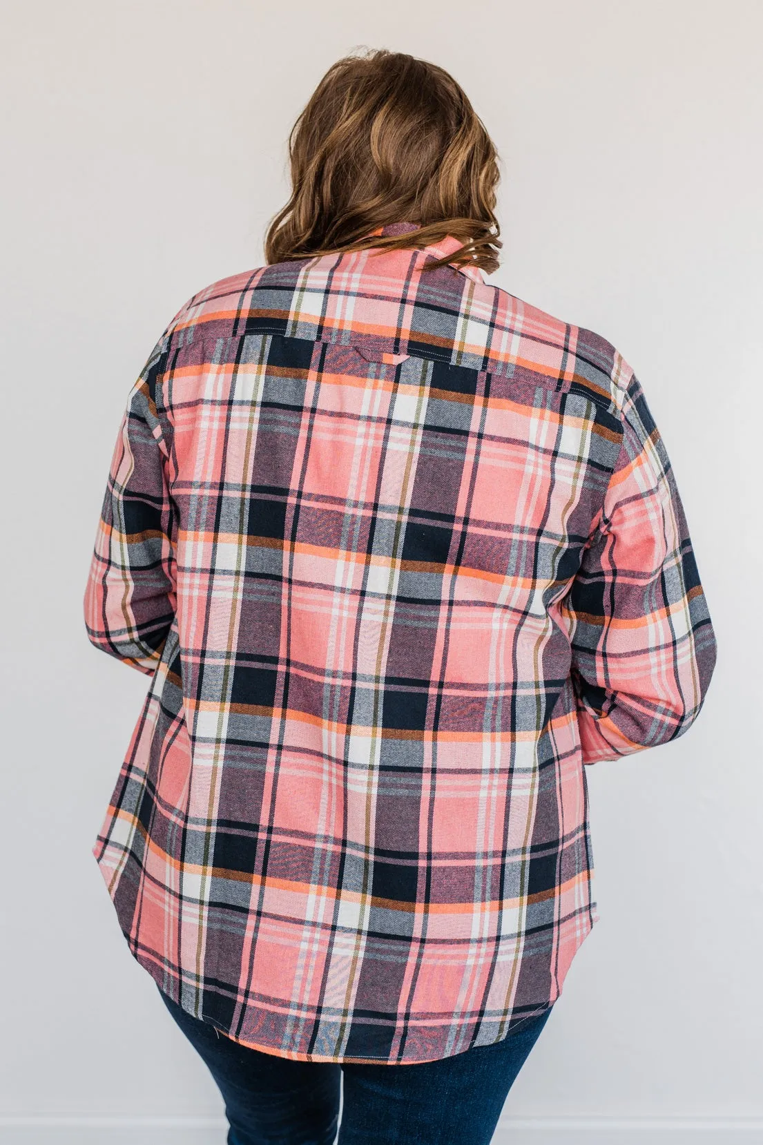 Lovely Seeing You Button Down Flannel- Pink