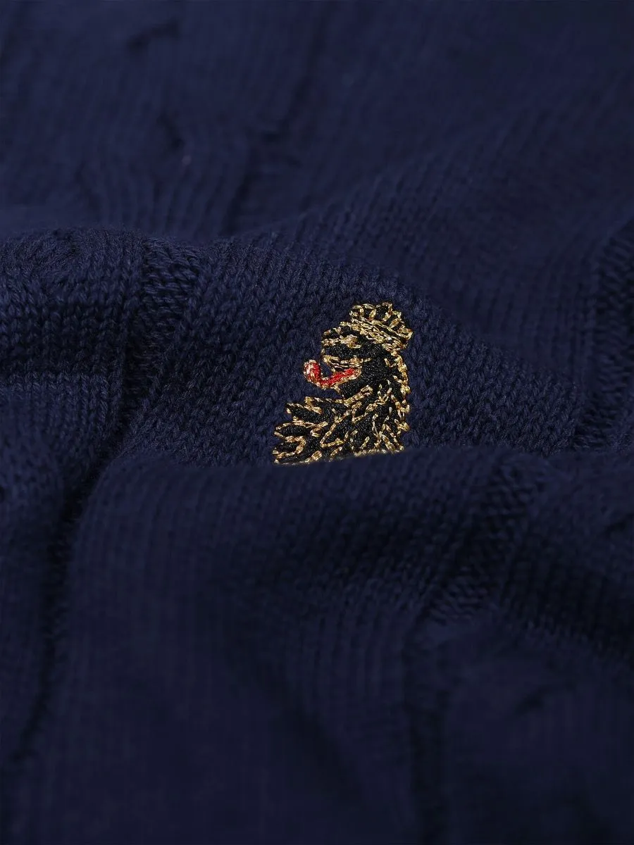 Luke 1977 Modern Crew Neck Jumpers Navy Blue