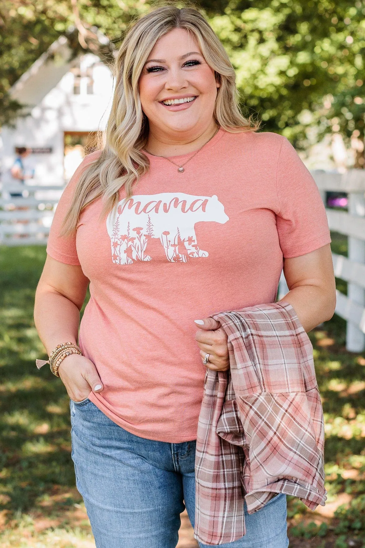 Magical Mama Bear Graphic Tee- Peach