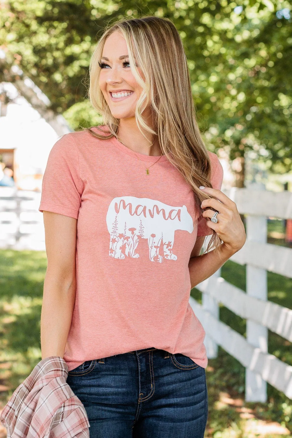 Magical Mama Bear Graphic Tee- Peach