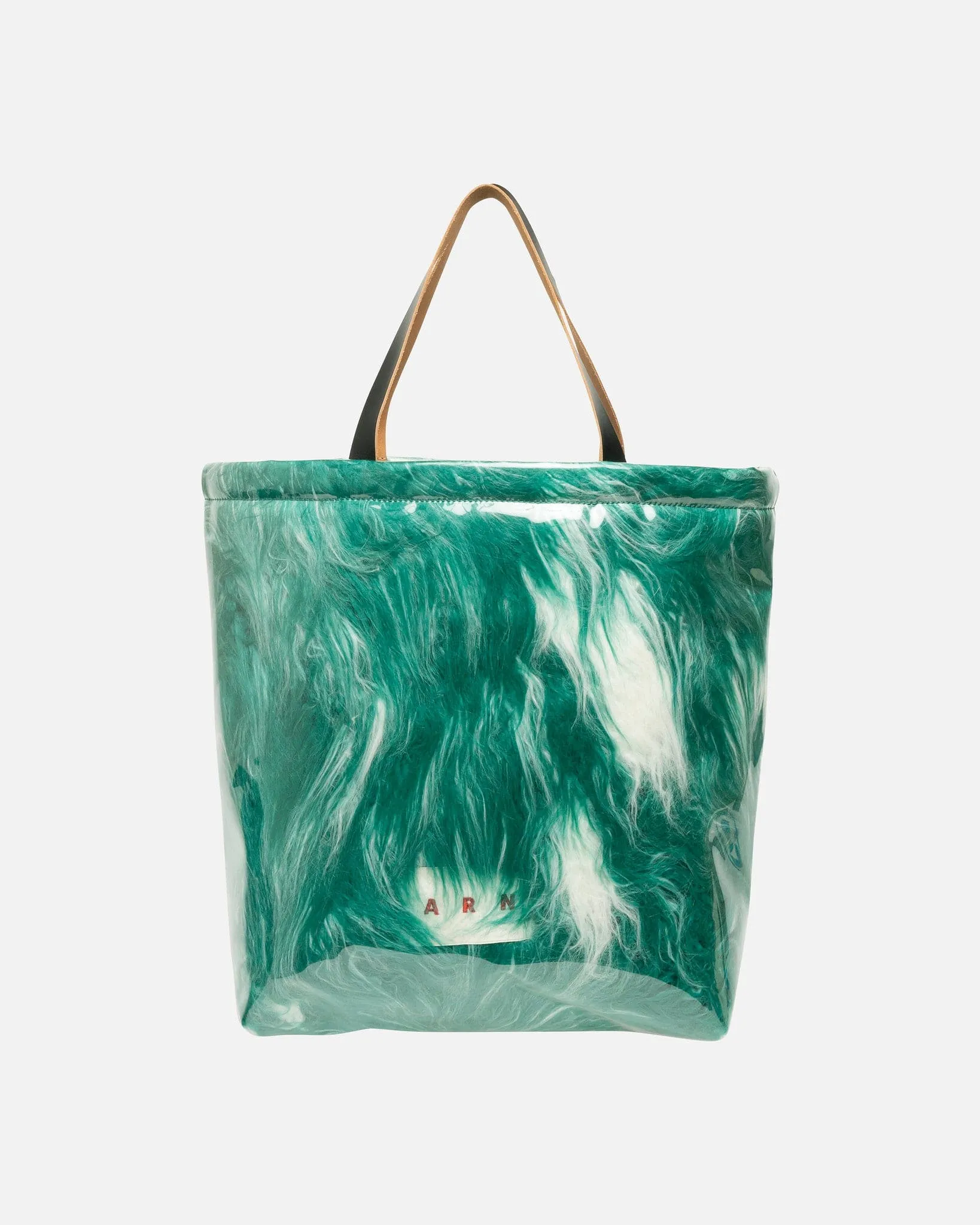 Marni Coated Faux Fur Tote Bag in Jade