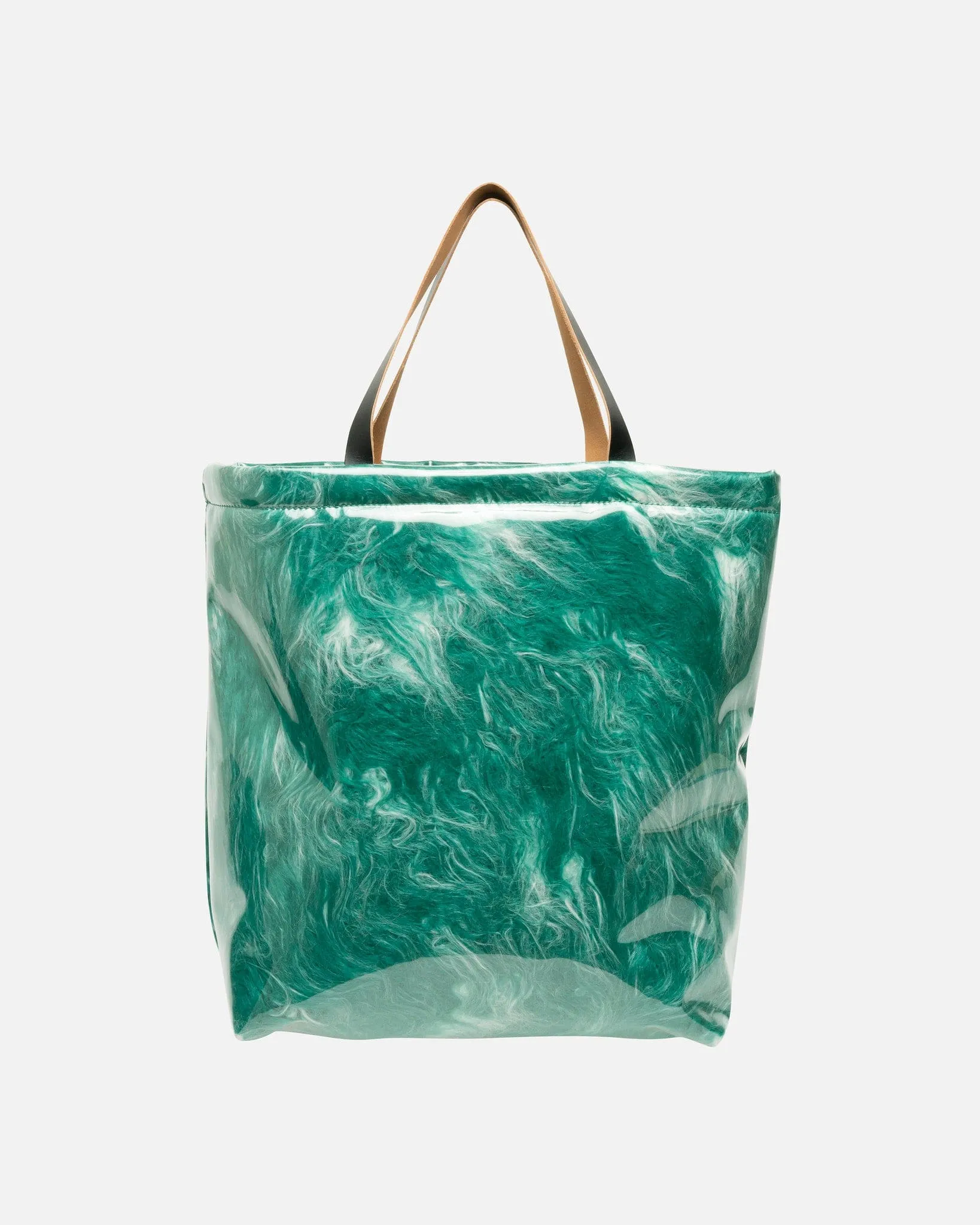 Marni Coated Faux Fur Tote Bag in Jade