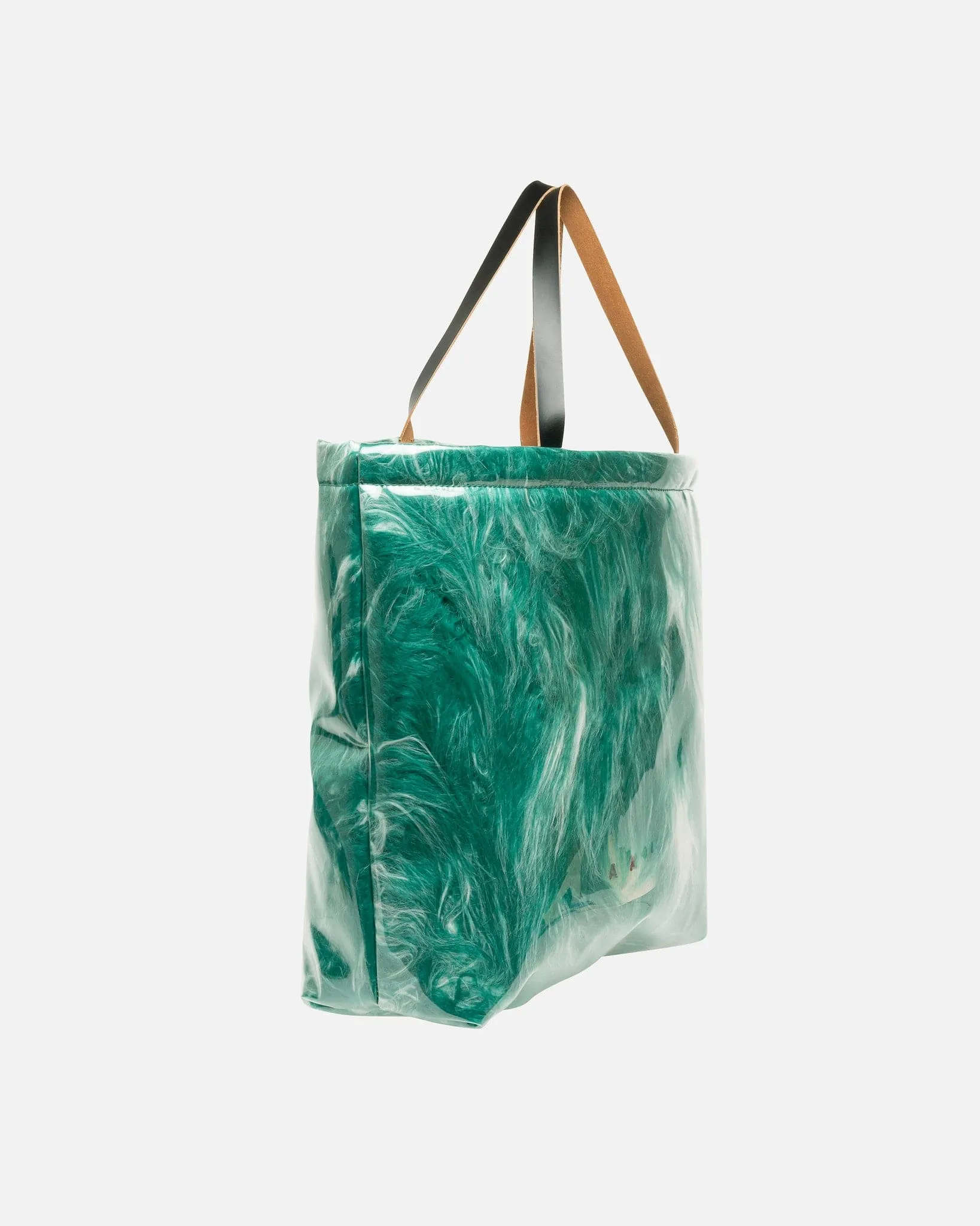 Marni Coated Faux Fur Tote Bag in Jade