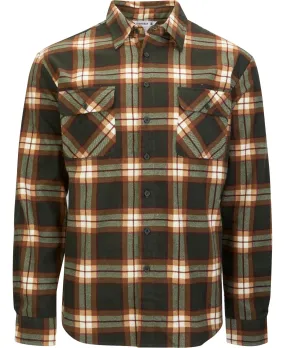 Men's Flannel Shirt in Khaki/tan/burg/cream | Postie