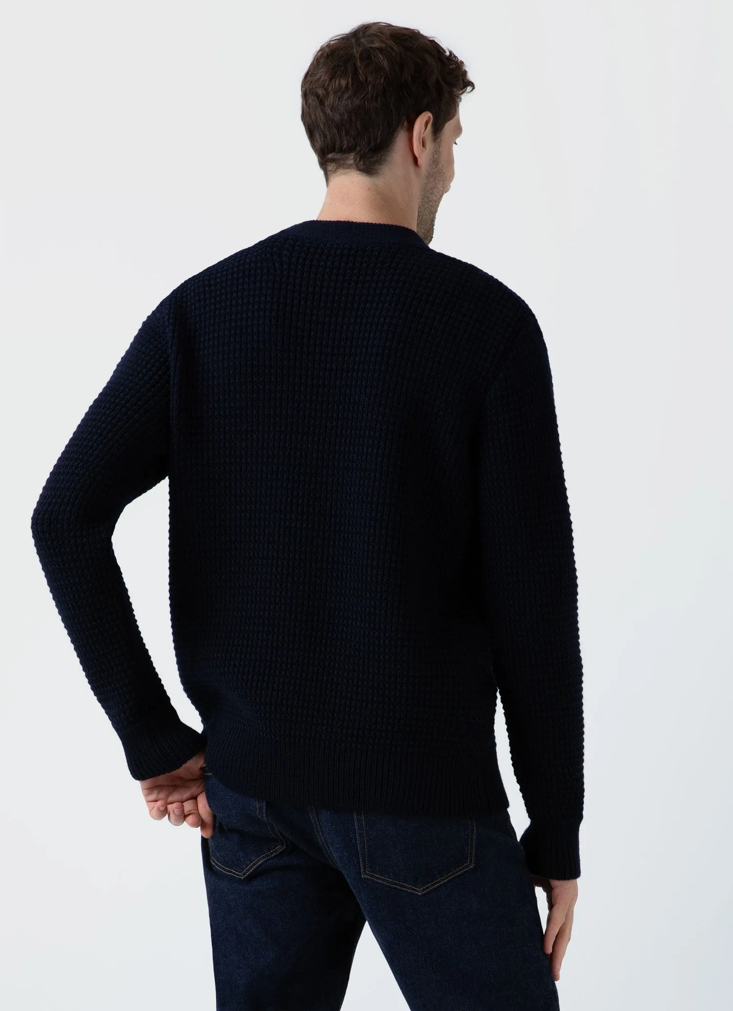 Men's Fisherman Cardigan in Navy