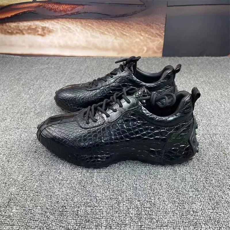 Men's Genuine Crocodile Skin Leather Lace-up Casual Shoes