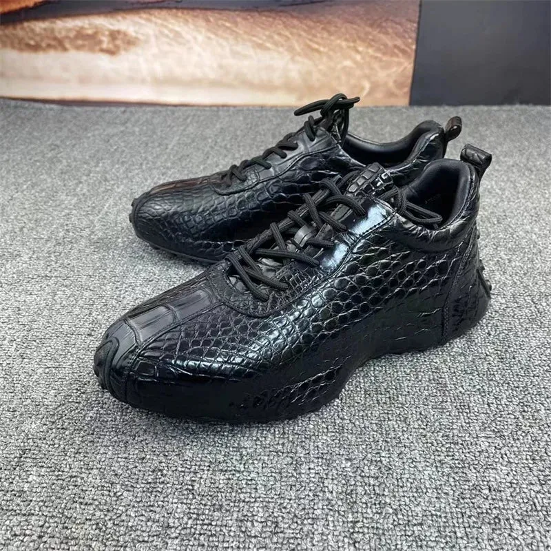 Men's Genuine Crocodile Skin Leather Lace-up Casual Shoes