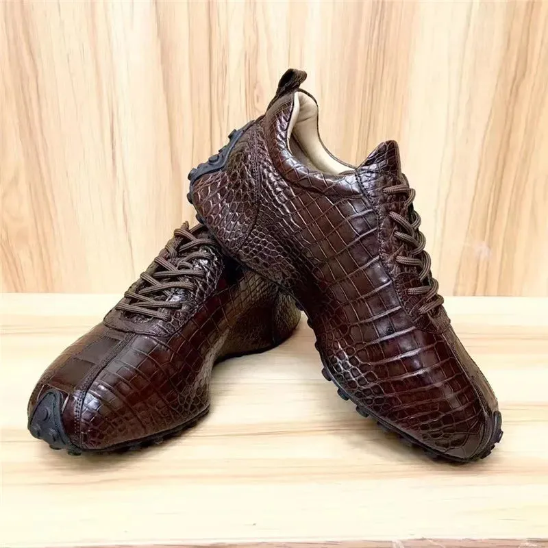 Men's Genuine Crocodile Skin Leather Lace-up Casual Shoes