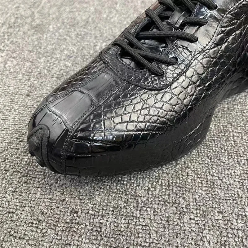 Men's Genuine Crocodile Skin Leather Lace-up Casual Shoes