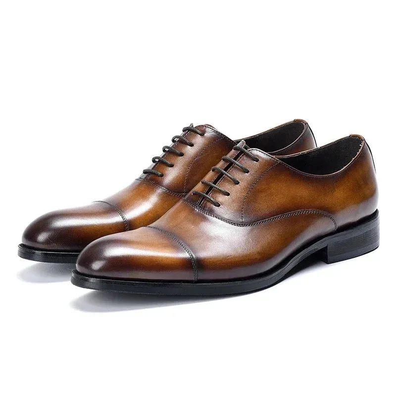 Men's Retro Style Formal Pointed Toe Genuine Leather Handmade Oxford Shoes