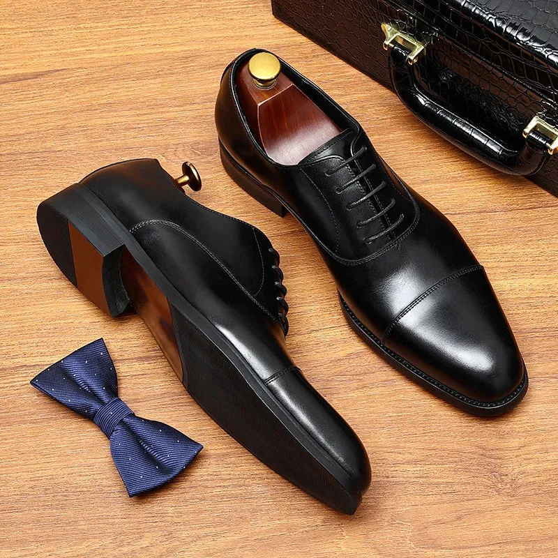 Men's Retro Style Formal Pointed Toe Genuine Leather Handmade Oxford Shoes