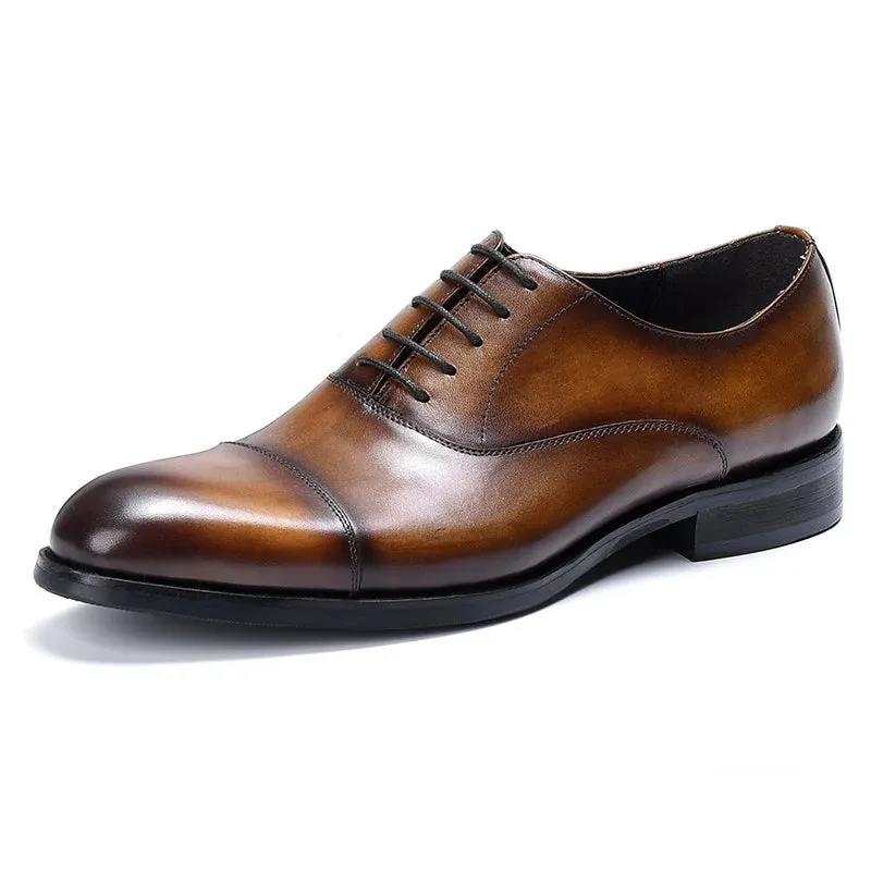 Men's Retro Style Formal Pointed Toe Genuine Leather Handmade Oxford Shoes