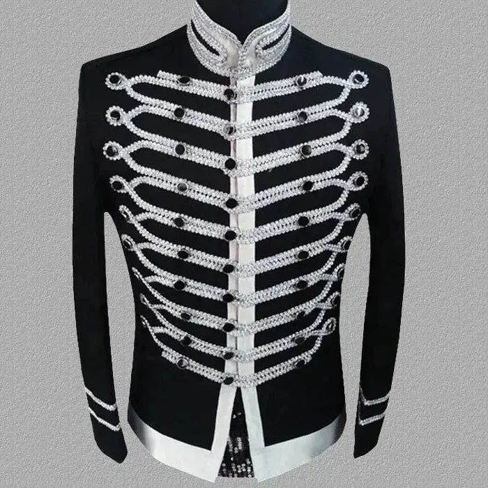 Men's Steampunk Gothic Military Drummer Stand Collar Cosplay Blazer