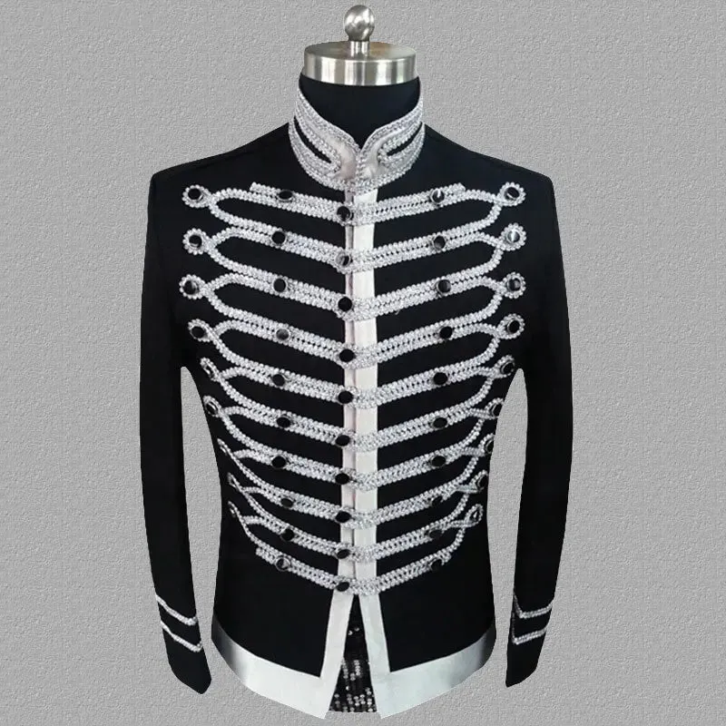 Men's Steampunk Gothic Military Drummer Stand Collar Cosplay Blazer