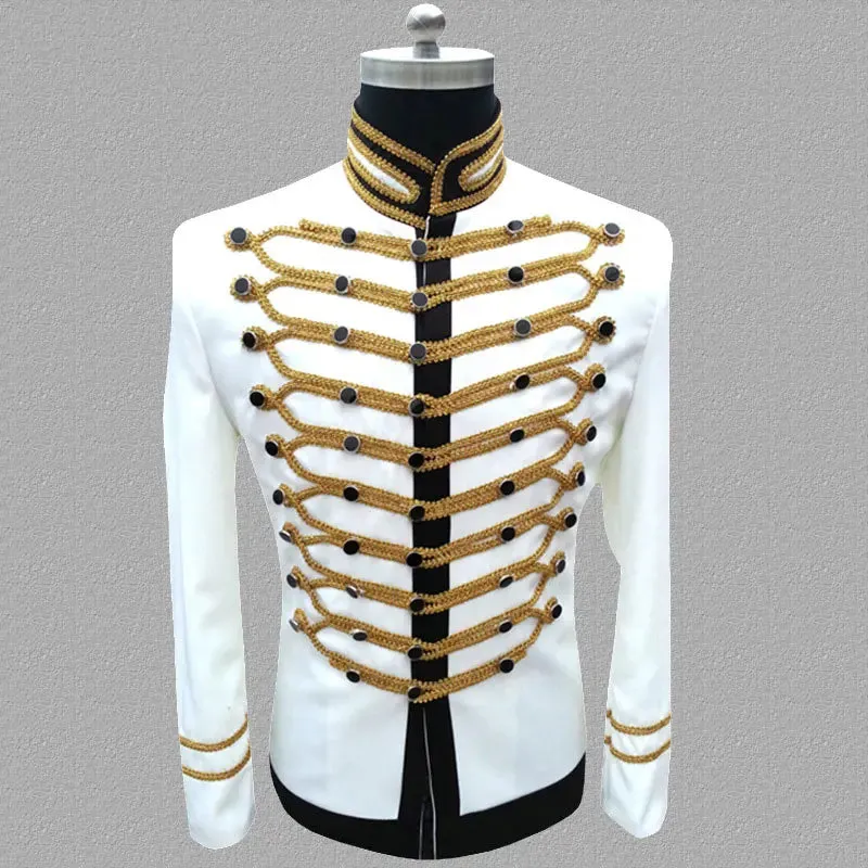 Men's Steampunk Gothic Military Drummer Stand Collar Cosplay Blazer