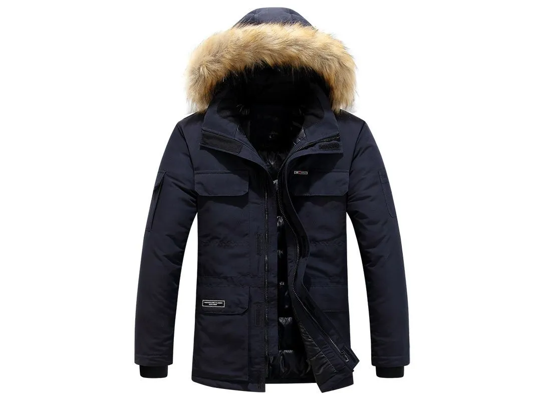 Mens Winter Coats Fashion Hooded Parkas Warm Winter Jackets Men Thick Casual Turn Down Collar