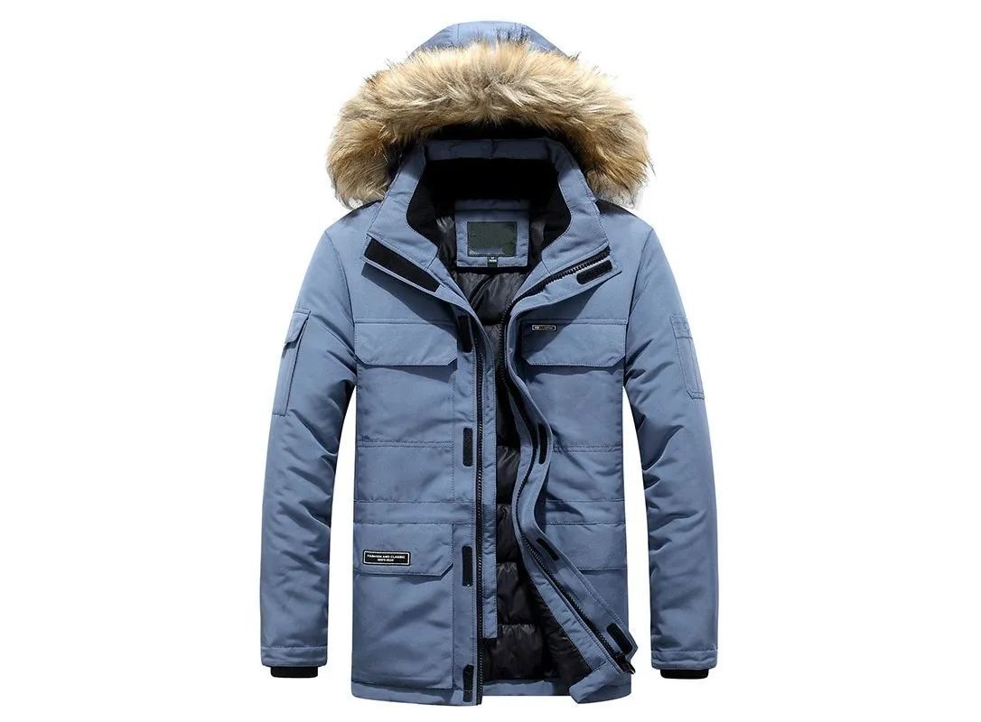 Mens Winter Coats Fashion Hooded Parkas Warm Winter Jackets Men Thick Casual Turn Down Collar