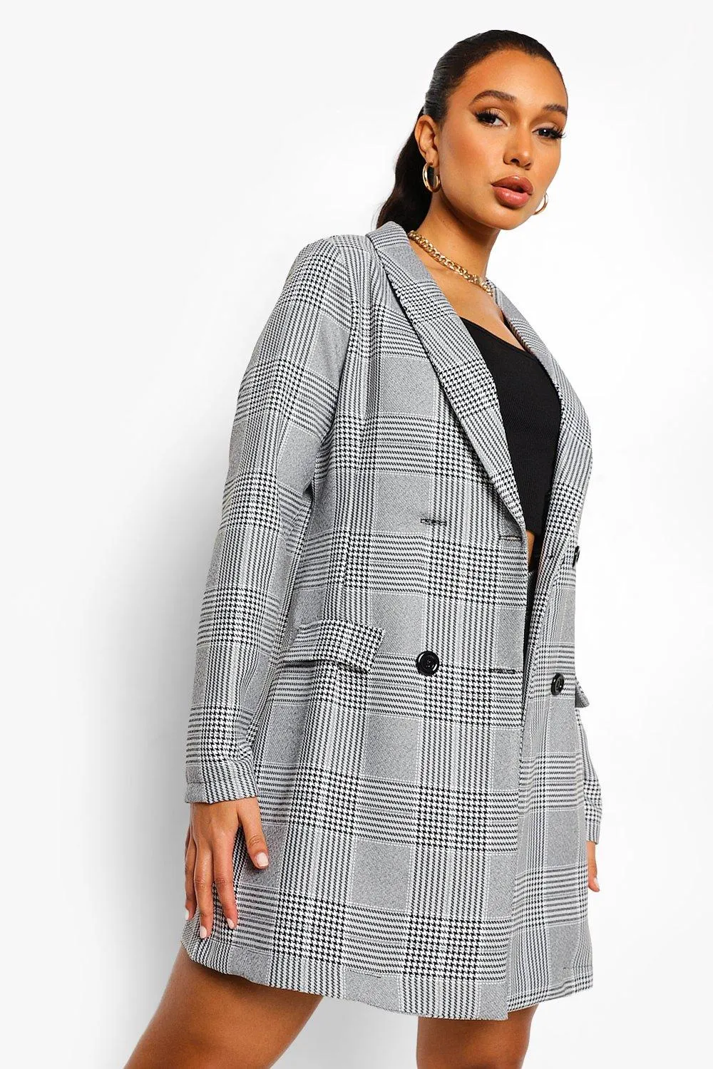 Mini Dogtooth Check Oversized Blazer