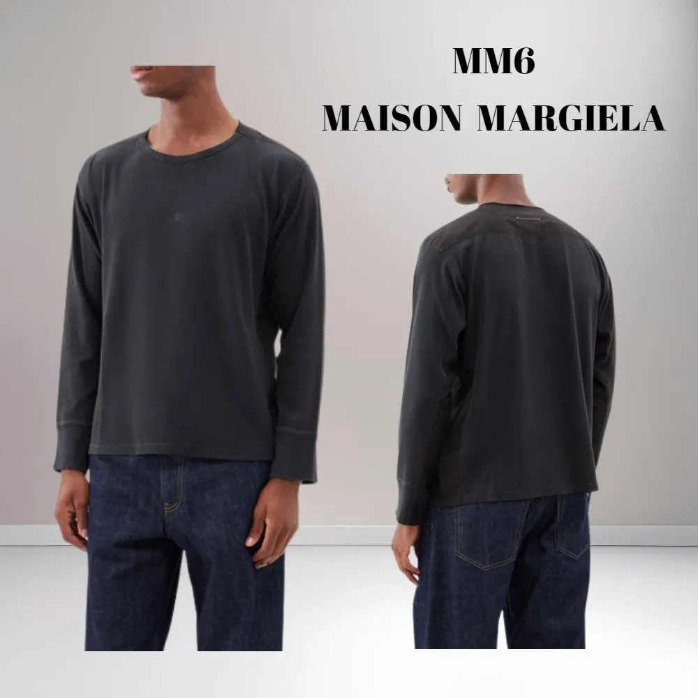 MM6 Maison Margiela  |Crew Neck Long Sleeves Plain Cotton Long Sleeve T-shirt Logo