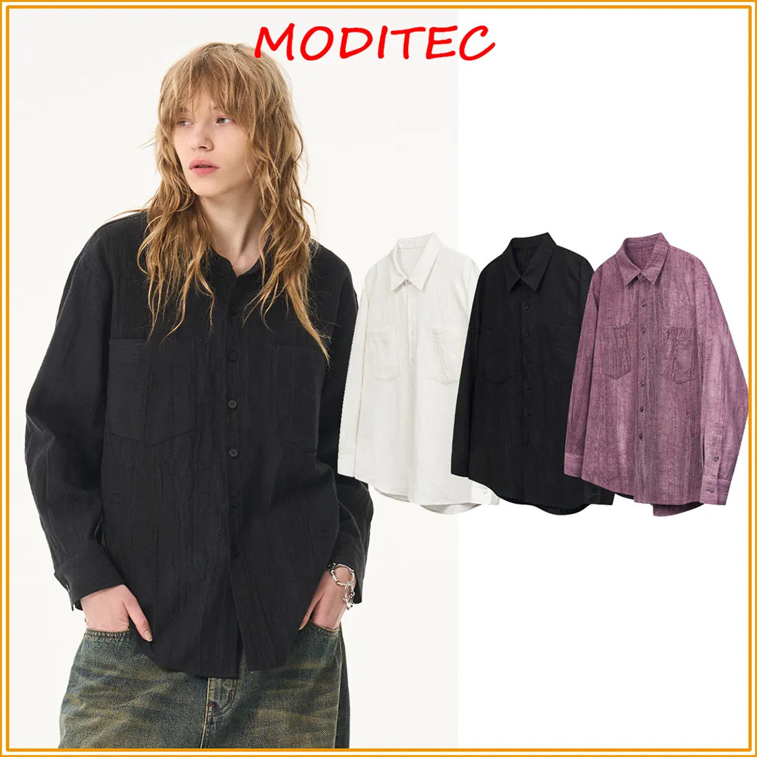 MODITEC  |Unisex Blended Fabrics Street Style Long Sleeves Plain