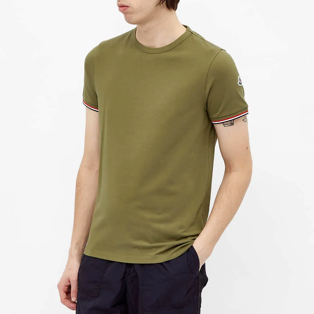 MONCLER  |Crew Neck Pullovers Stripes Cotton Short Sleeves Logo