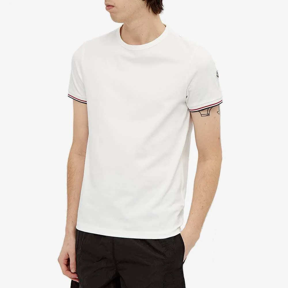 MONCLER  |Crew Neck Pullovers Stripes Cotton Short Sleeves Logo