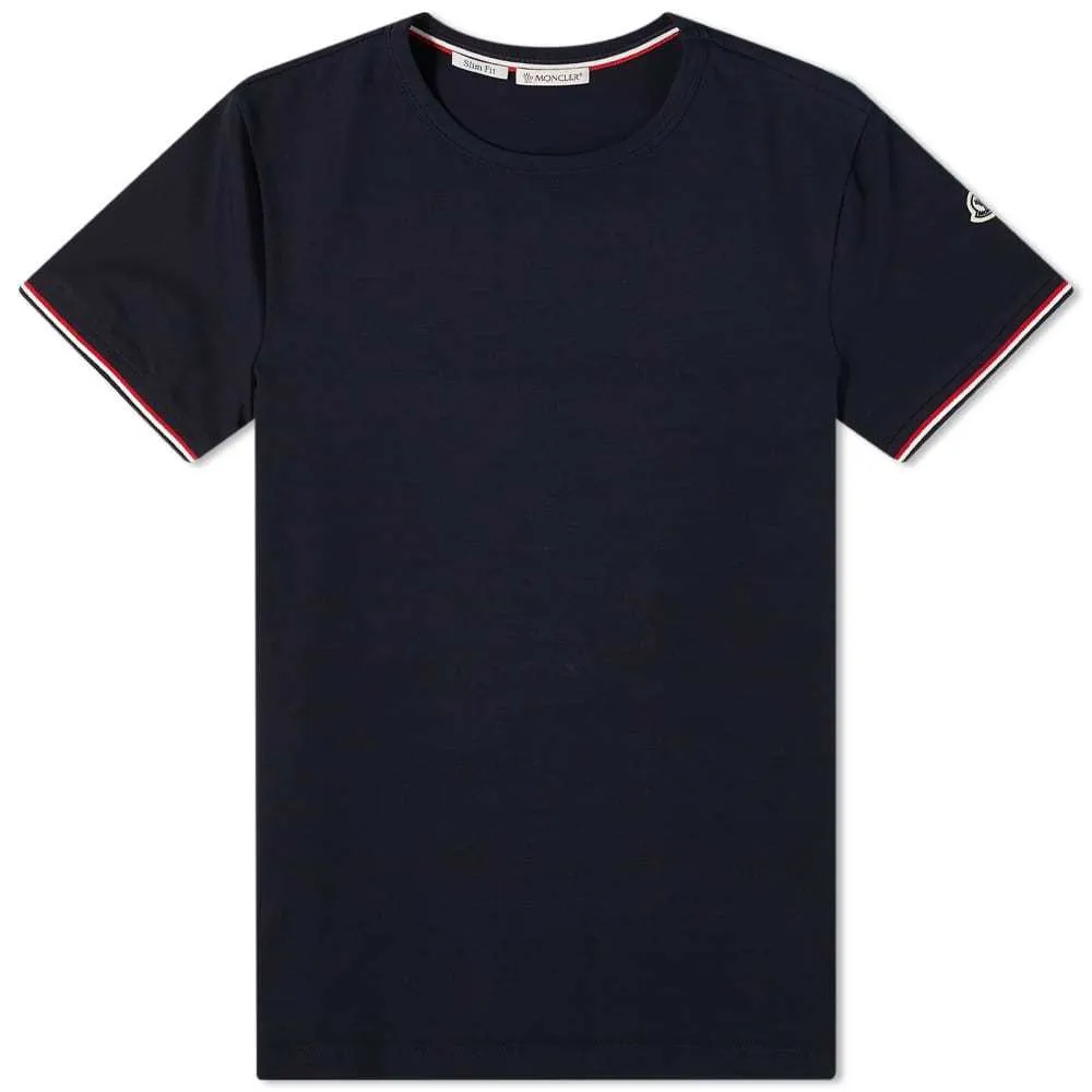 MONCLER  |Crew Neck Pullovers Stripes Cotton Short Sleeves Logo