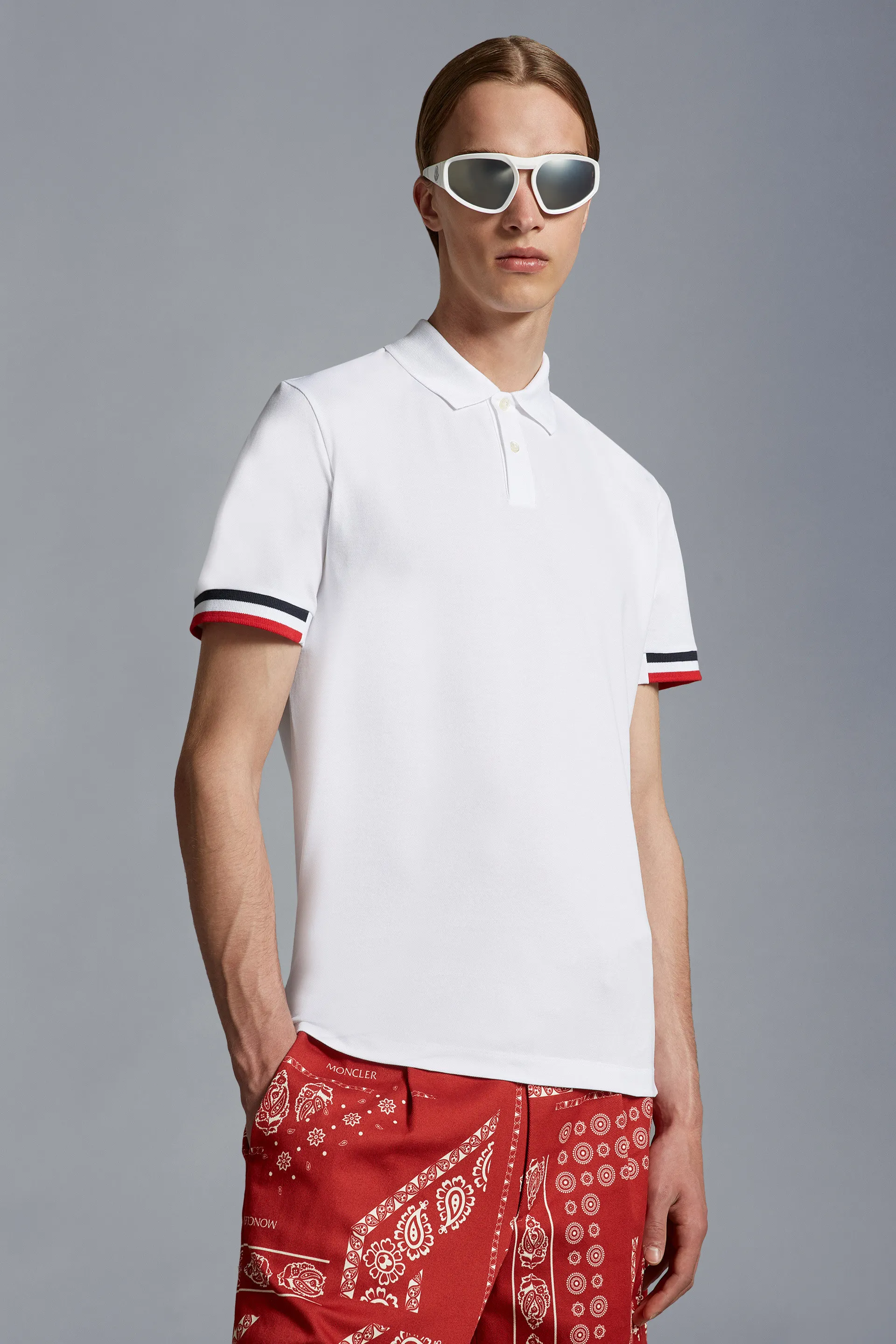 MONCLER  |Tricolor Accent Polo Shirt