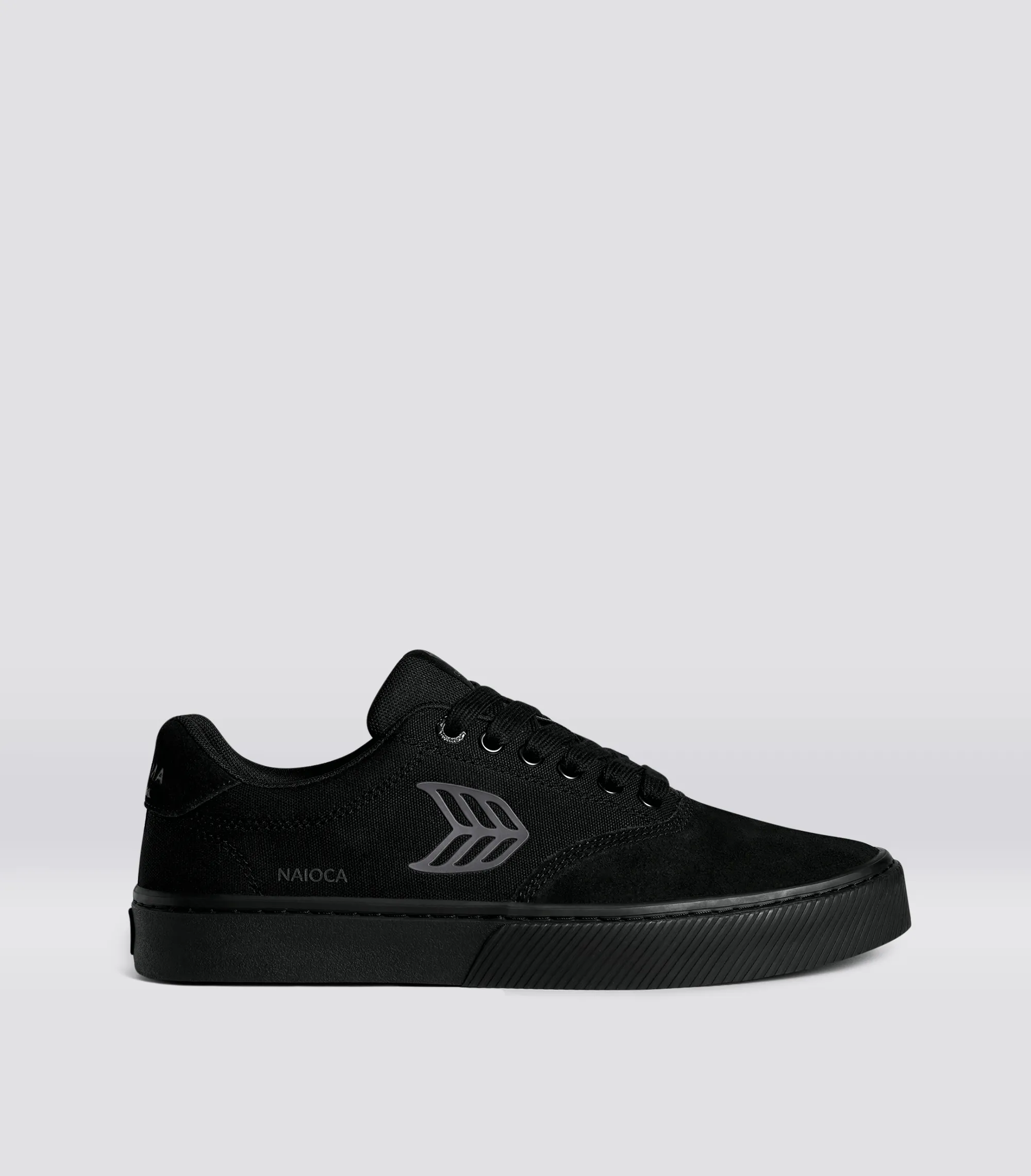 NAIOCA PRO All Black Suede and Canvas Ash Grey Logo Sneaker Women