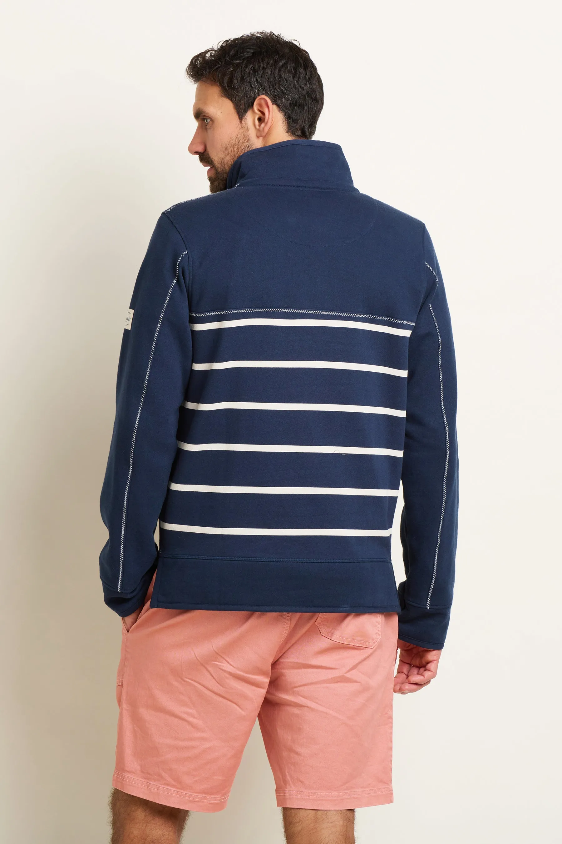 Navy Stripe Quarter Zip Sweat