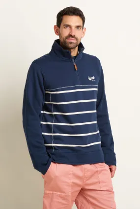 Navy Stripe Quarter Zip Sweat