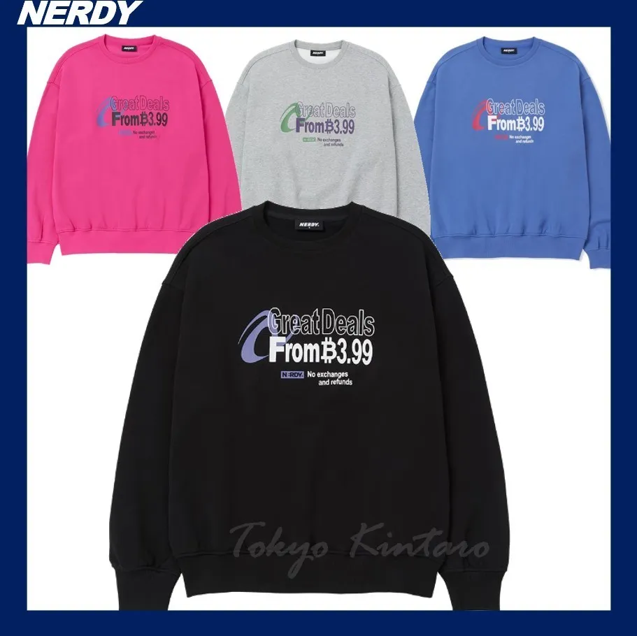 NERDY  |Unisex Street Style Long Sleeves Logo Sweatshirts