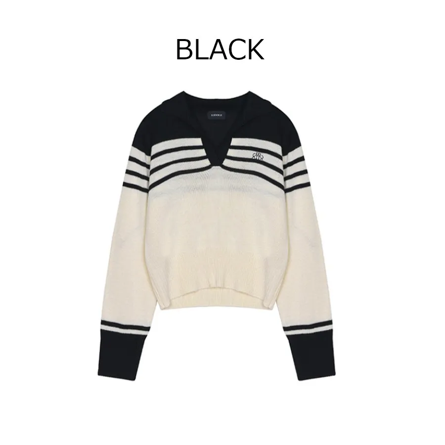 NICK&NICOLE  |Stripes Long Sleeves V-neck & Crew neck