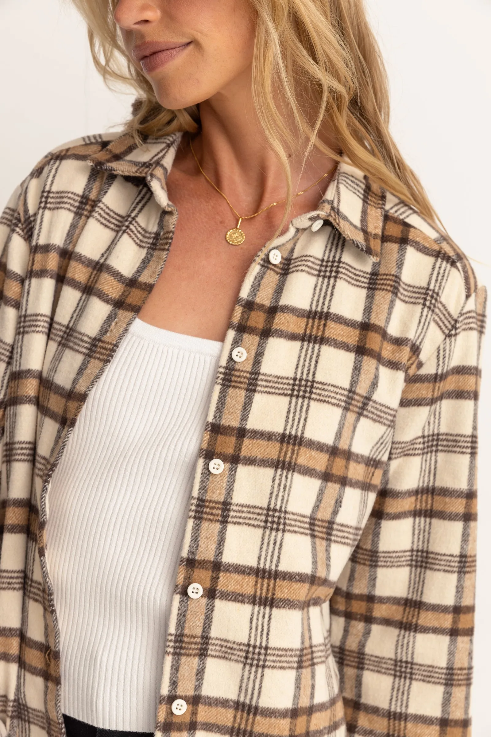 Ocean Side Flannel Shirt White