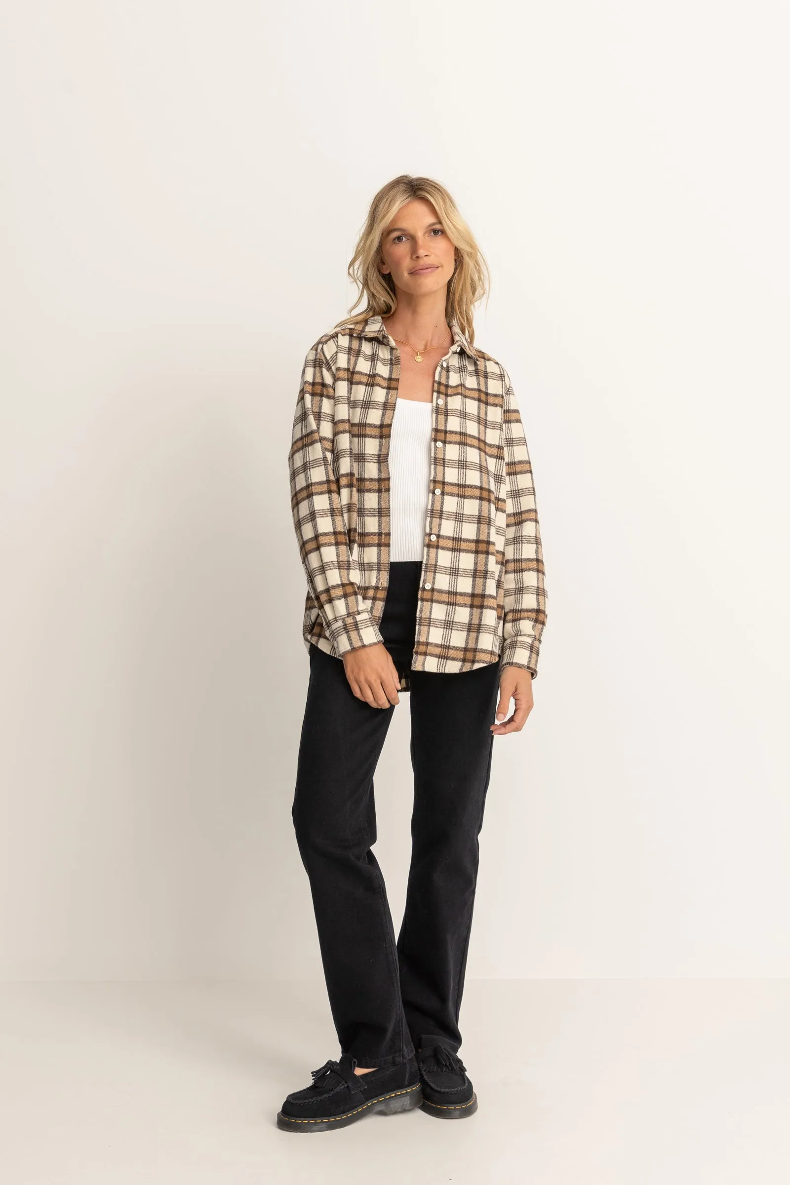 Ocean Side Flannel Shirt White