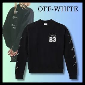 Off-White  |Pullovers Street Style Long Sleeves Cotton Logo Sweatshirts