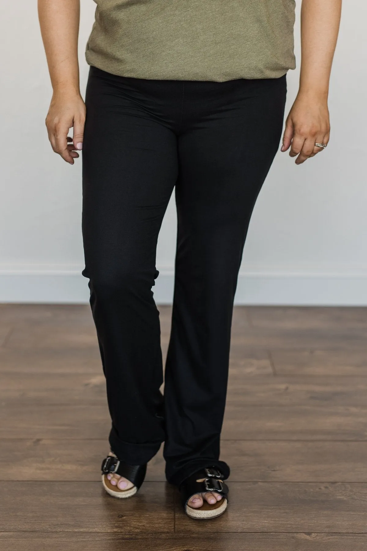 One Step At A Time Bootcut Leggings- Black