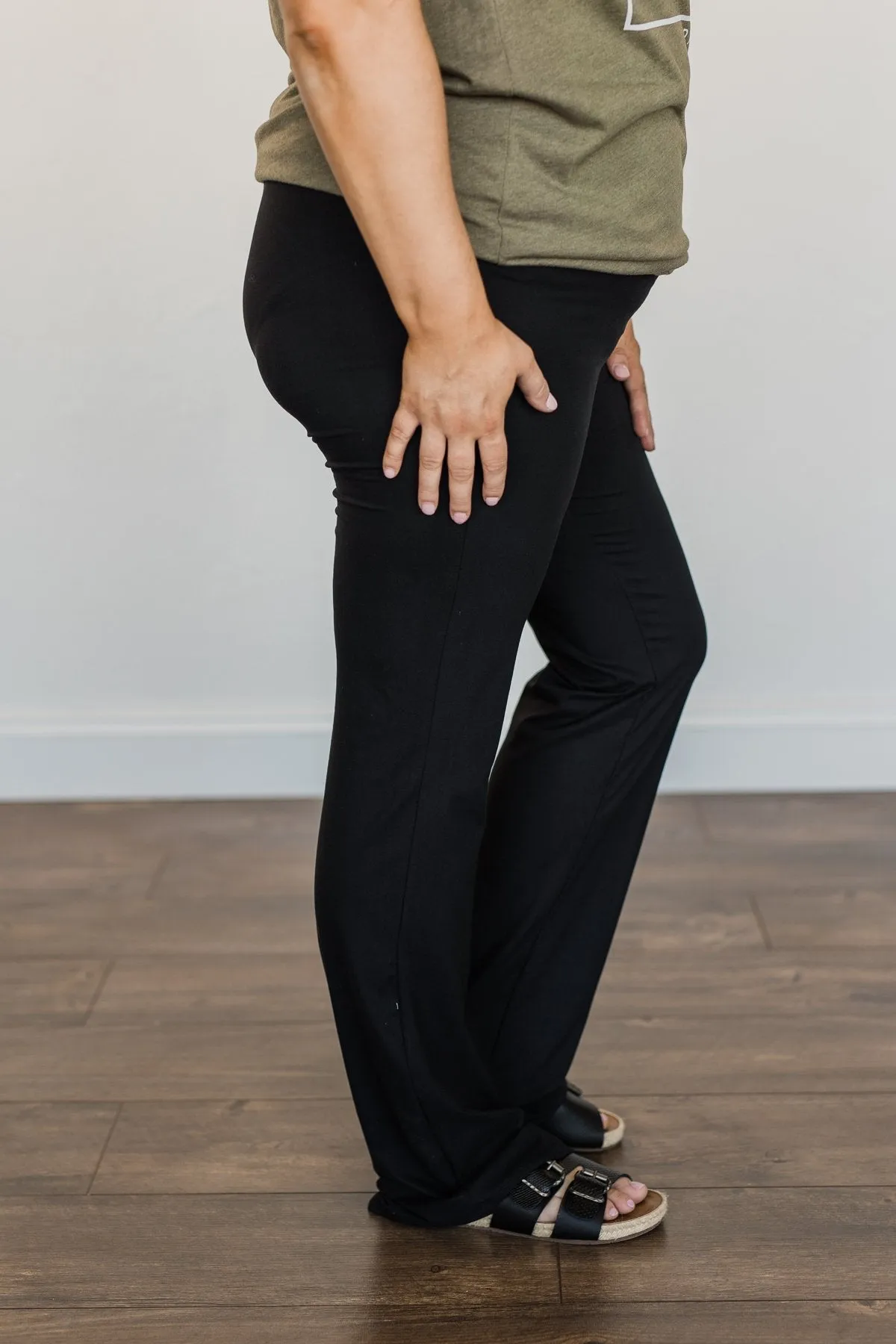 One Step At A Time Bootcut Leggings- Black