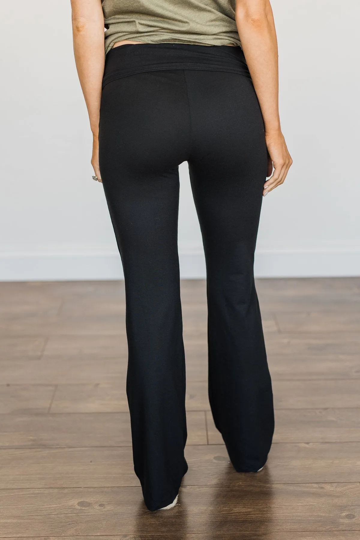 One Step At A Time Bootcut Leggings- Black