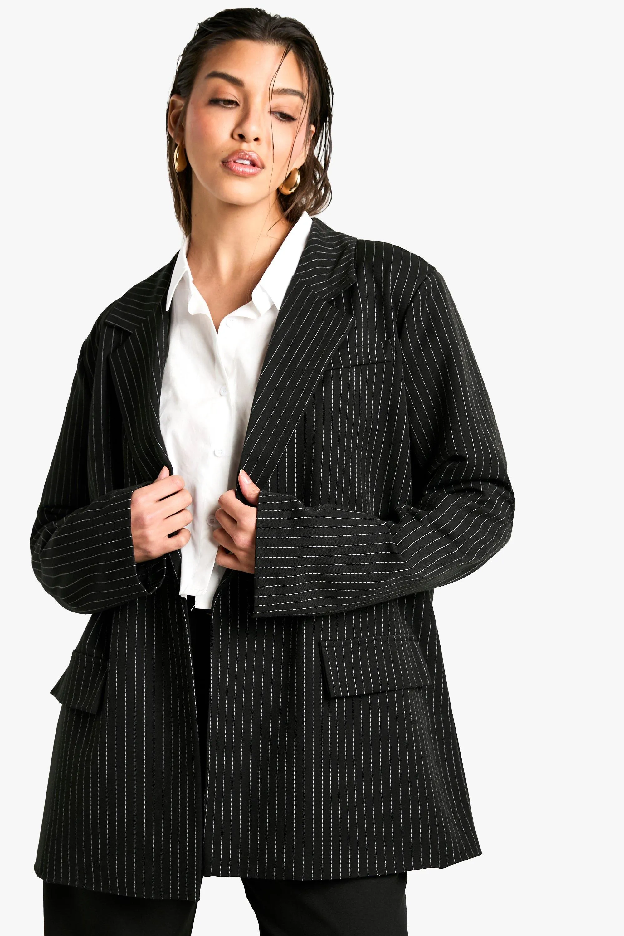 Oversized Tailored Pinstripe Blazer