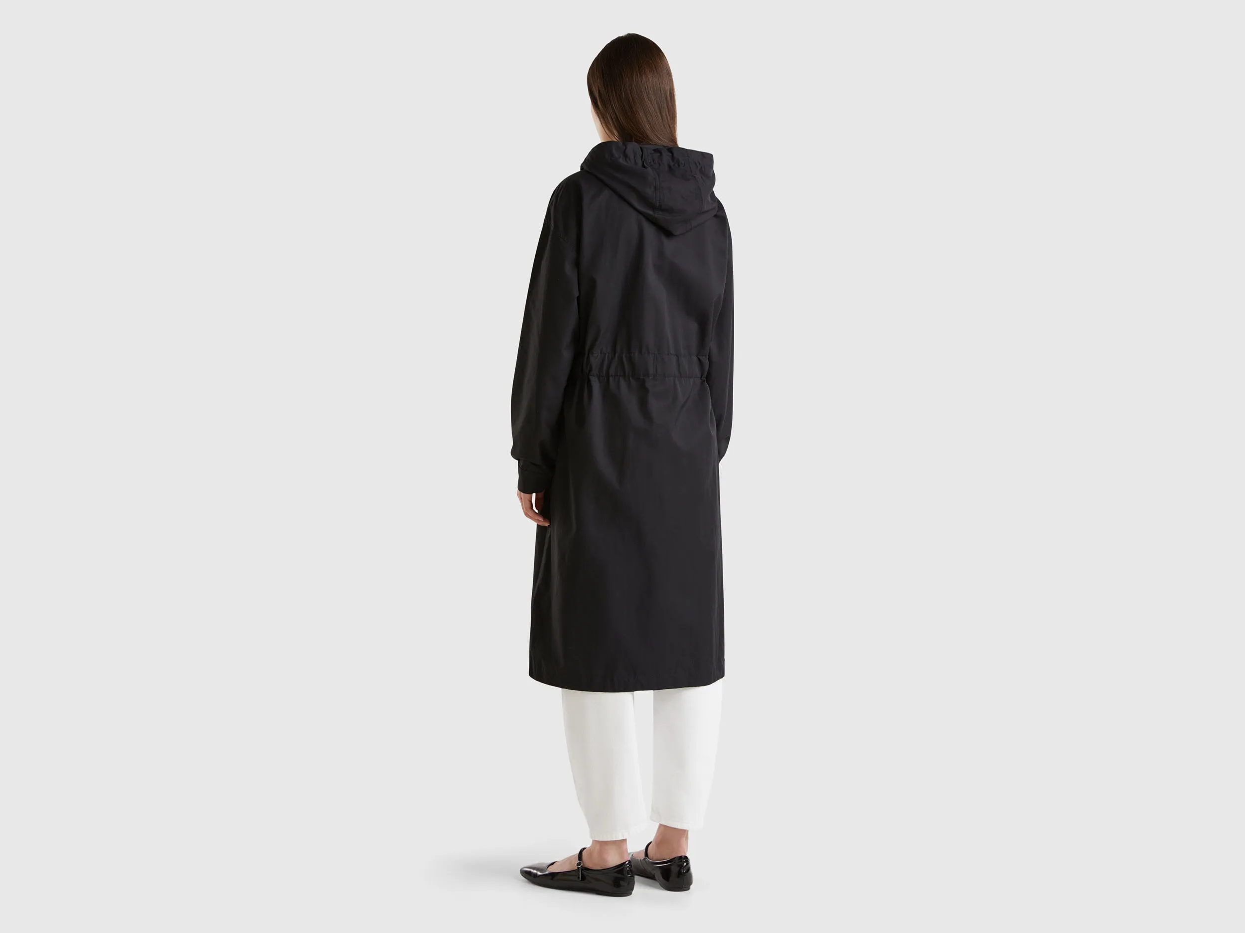 Parka in cotton and nylon "Rain Defender" blend - Black | Benetton