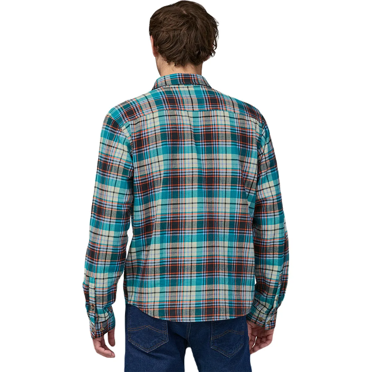 Patagonia Men's Lavas-Belay Blue Long-Sleeved Cotton in Conversion Lightweight Fjord Flannel Shirt