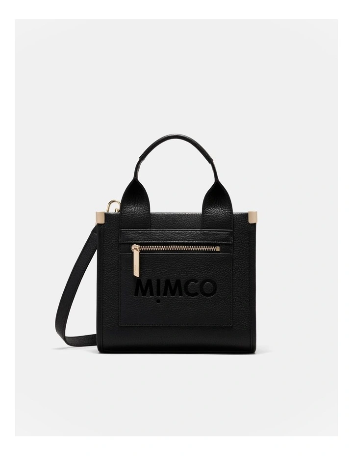 Patch Leather Mini Tote Bag in Black Light Gold