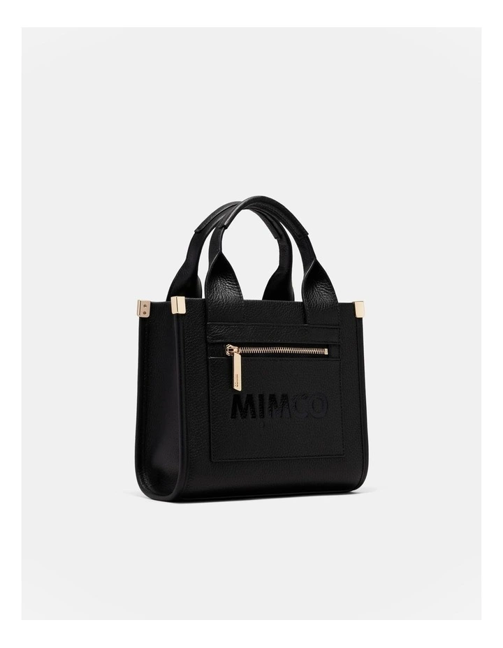 Patch Leather Mini Tote Bag in Black Light Gold